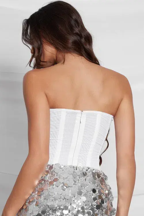 Leau White Muse Mesh Corset Top White Size 6 - Image 5
