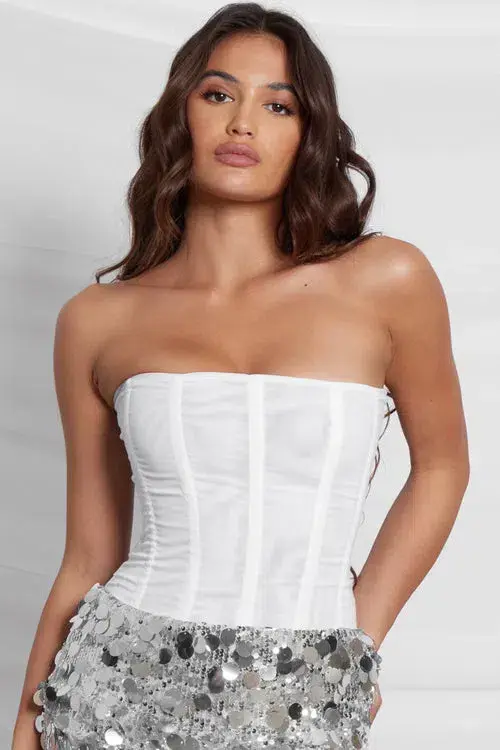 Leau White Muse Mesh Corset Top White Size 6 - Image 1