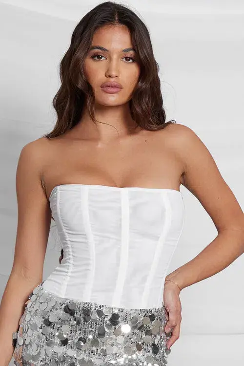 Leau White Muse Mesh Corset Top White Size 6 - Image 2