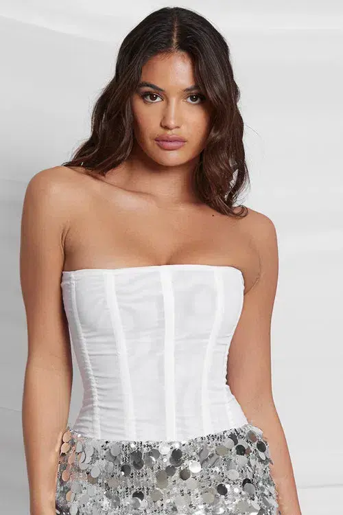 Leau White Muse Mesh Corset Top White Size 6 - Image 3