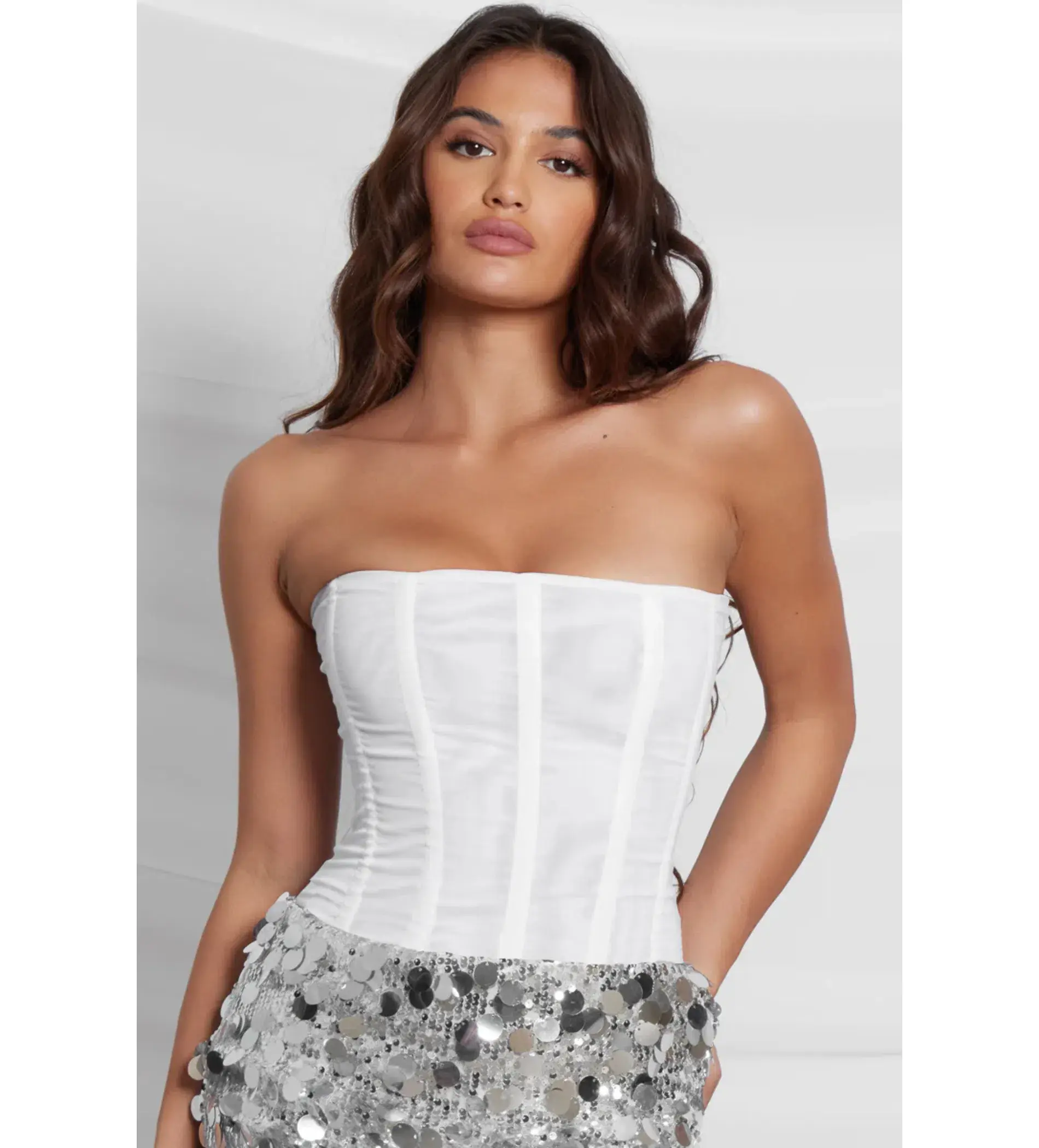 Leau Muse Mesh Corset Top in White Size 10 - Image 1