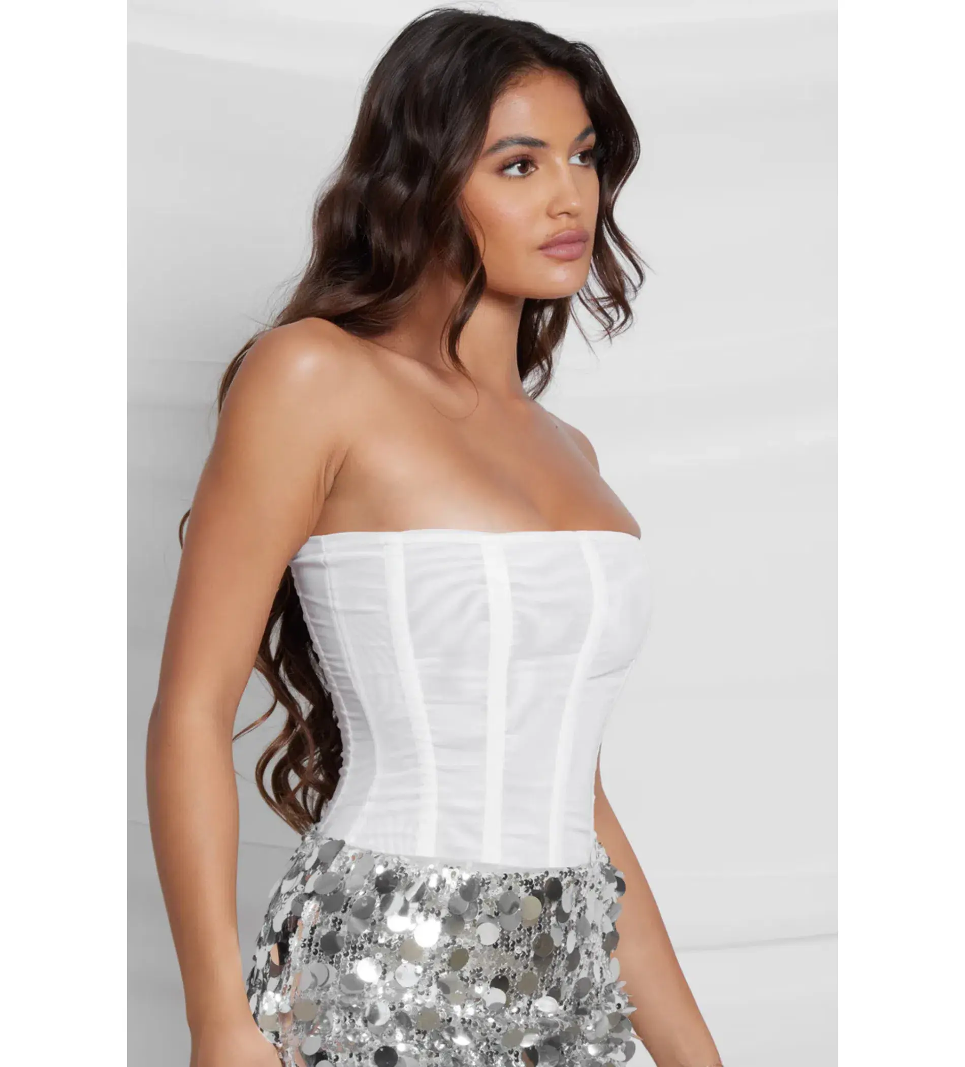 Leau Muse Mesh Corset Top in White Size 10 - Image 2