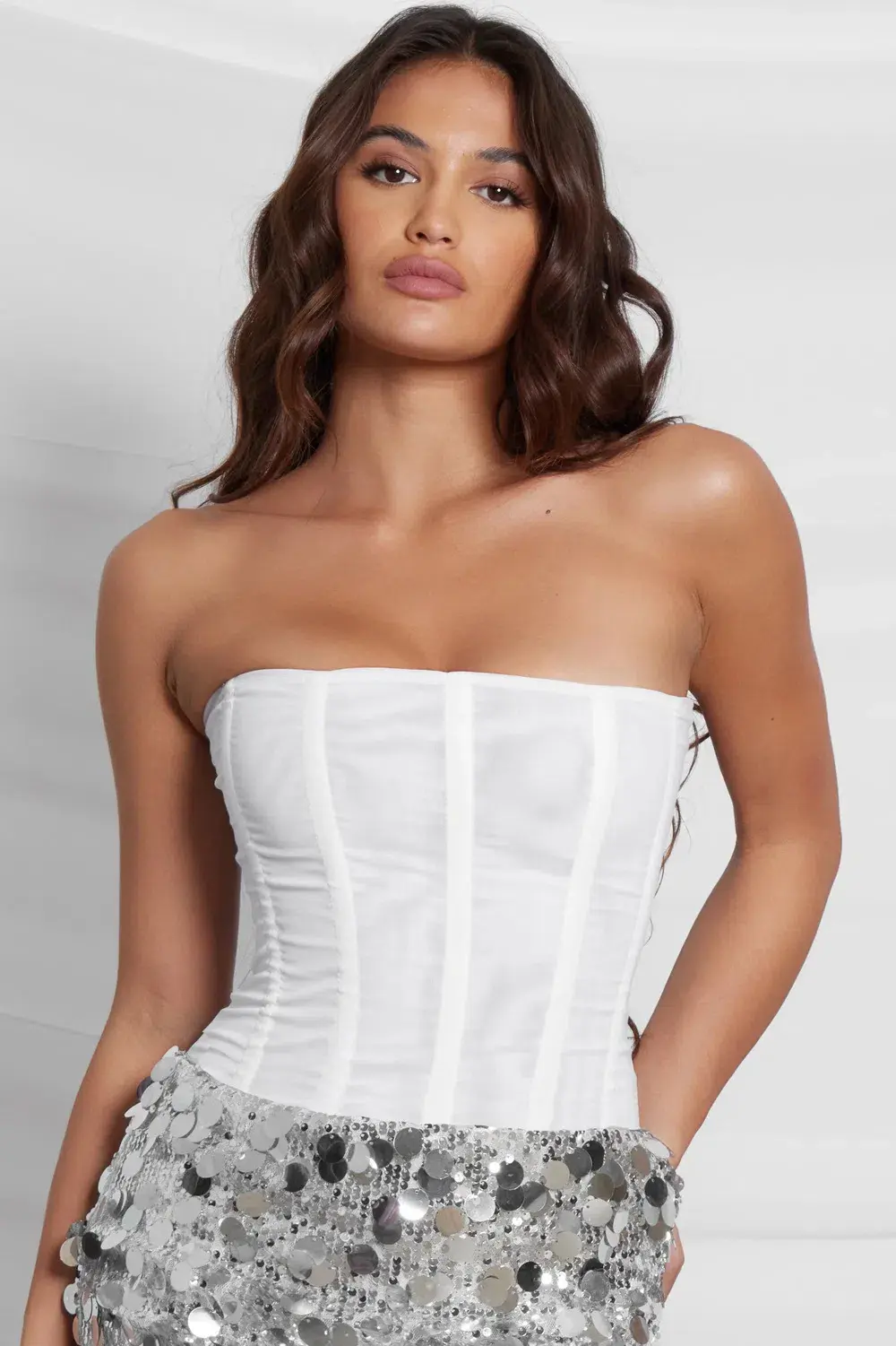 Leau White Muse Mesh Corset Top in White Size 12 - Image 1
