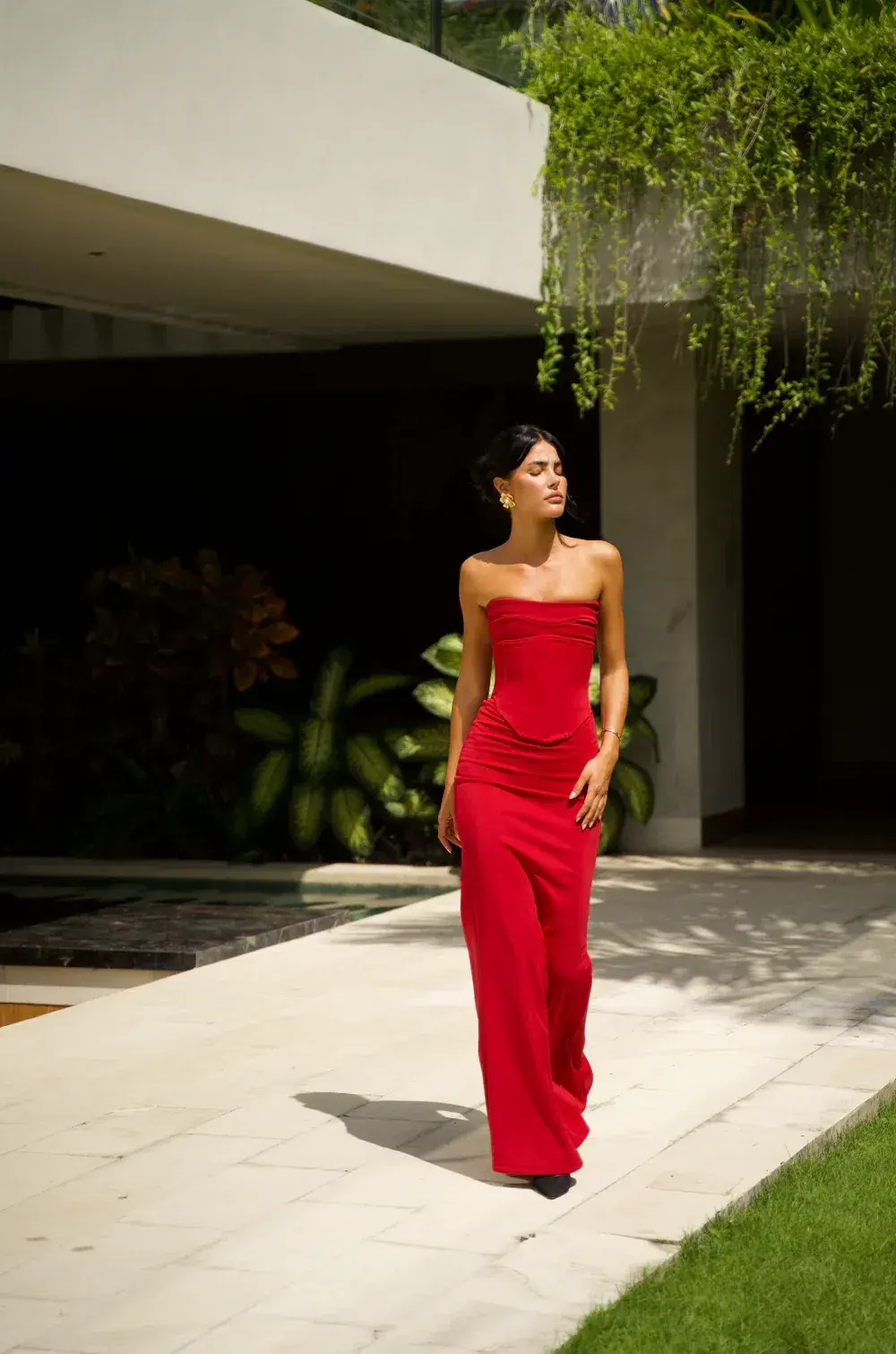 Hntr the Label Wine Louie Gown in Red Size 8 for rent on The Volte - main image