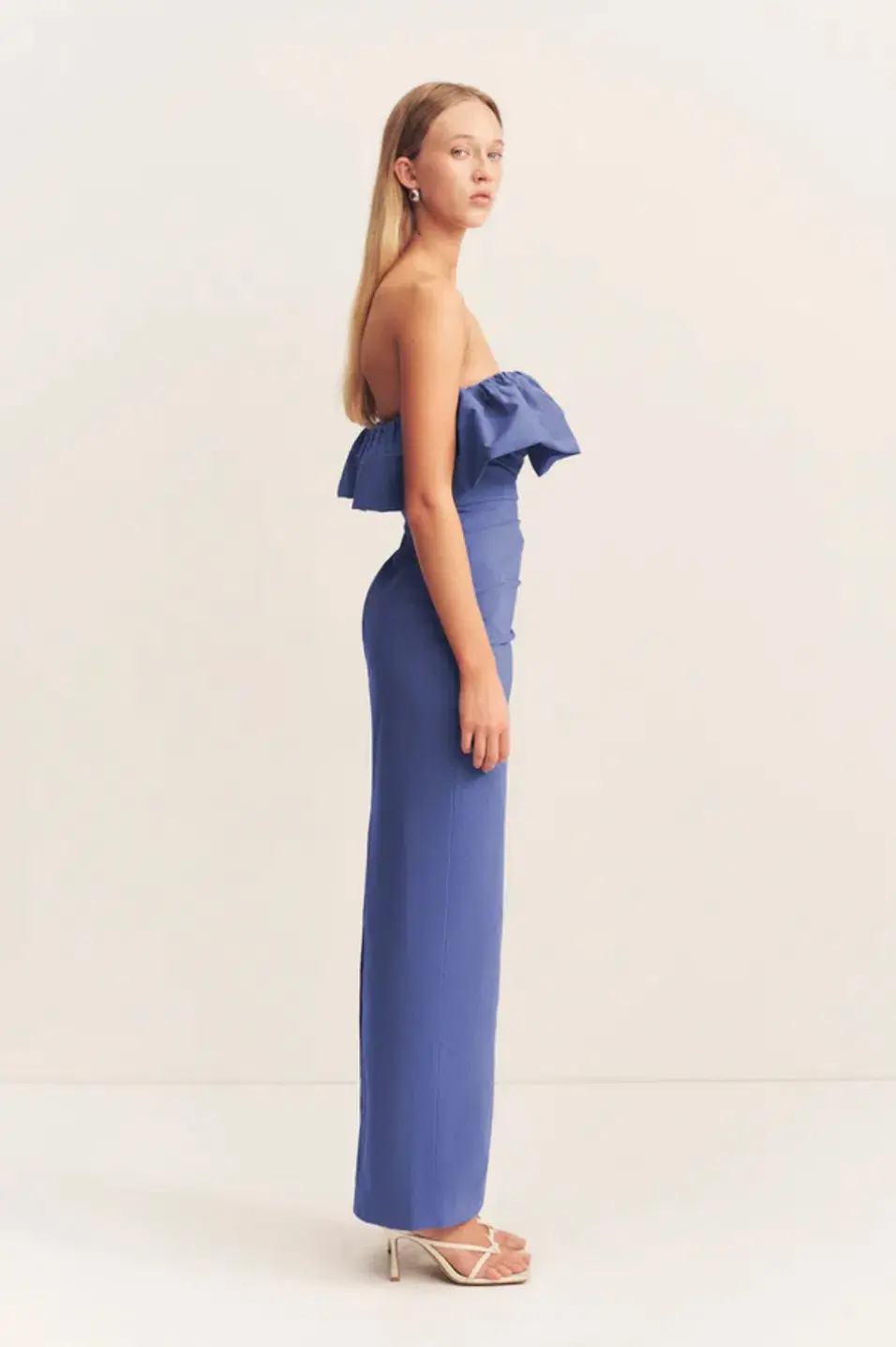 Shona Joy Campbell Strapless Bubble Maxi Dress Wave Blue Size AU 12 - Image 4