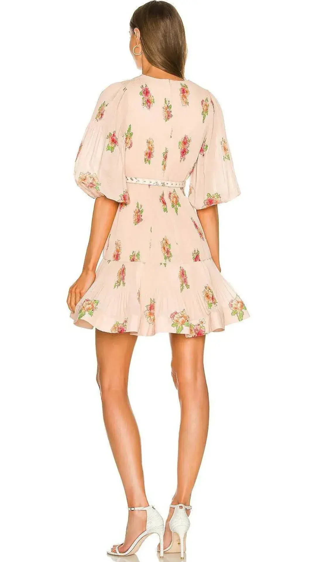 Zimmermann Pleated Mini Dress Blush Floral Size 1 for rent on The Volte - main image