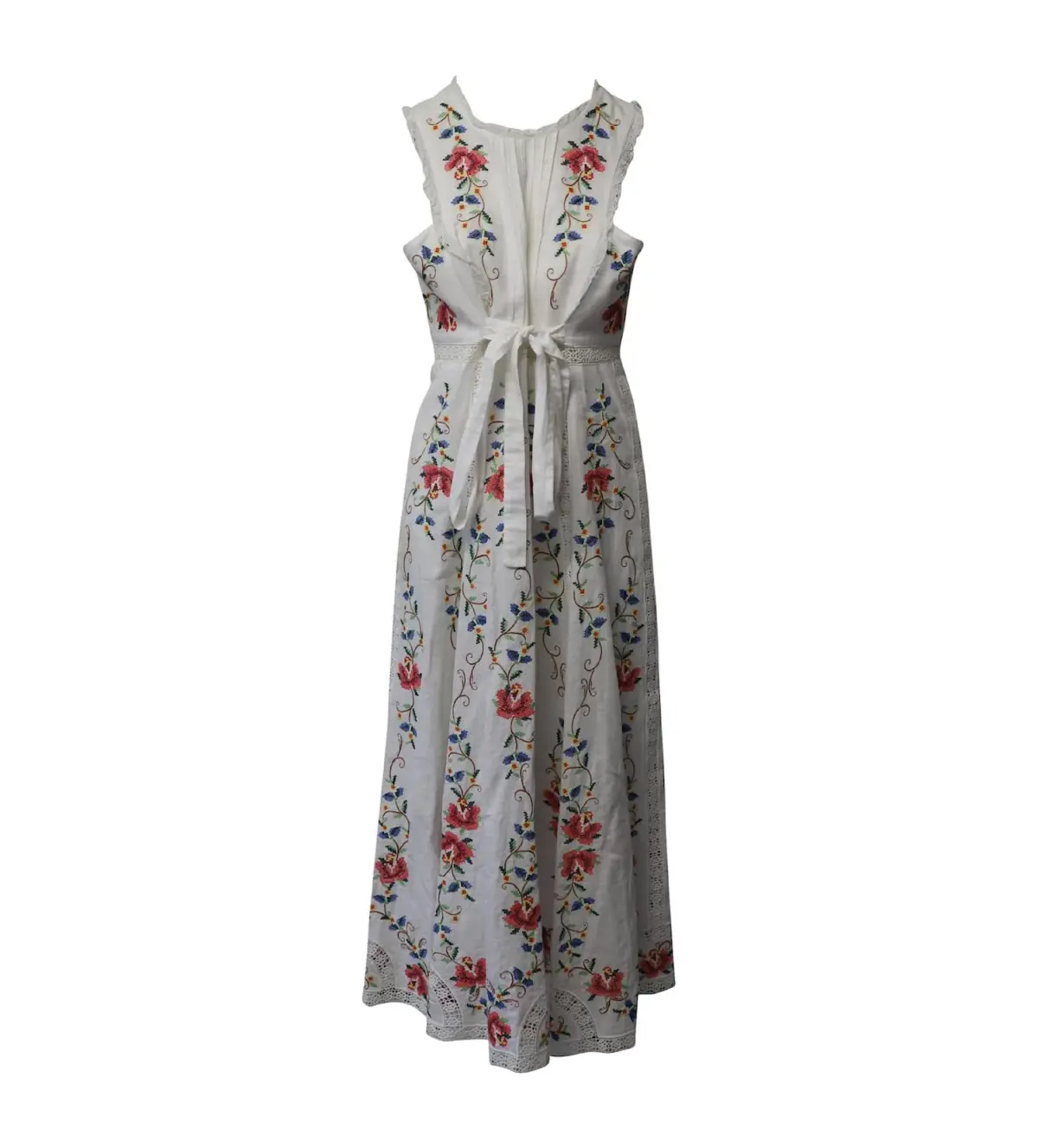 Zimmermann Laelia Cross Stitch Maxi Dress in White Floral Size 1/AU 10 - Image 3