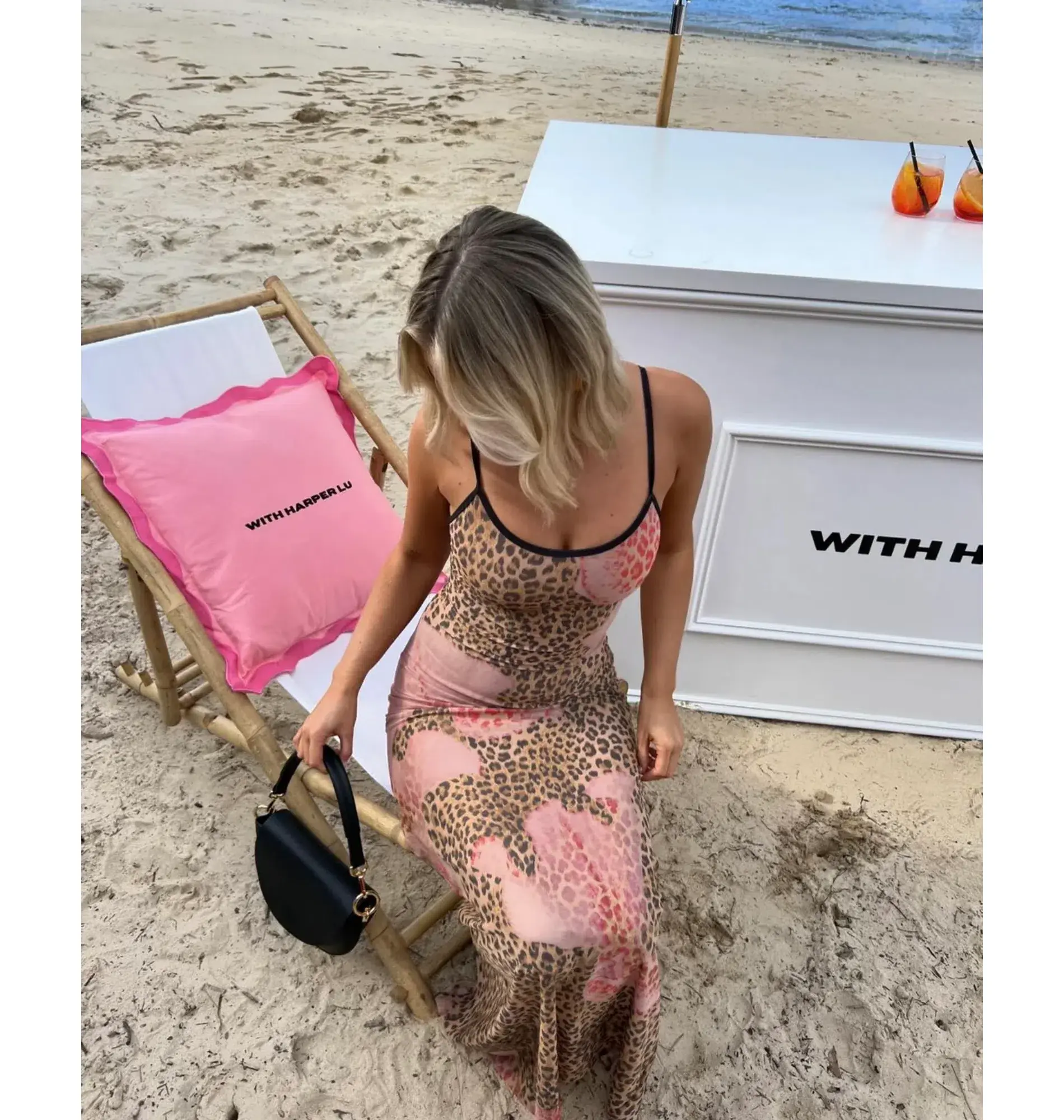With Harper Lu Slip Dress in Mesh Leopard Size M / AU 10 - Image 4