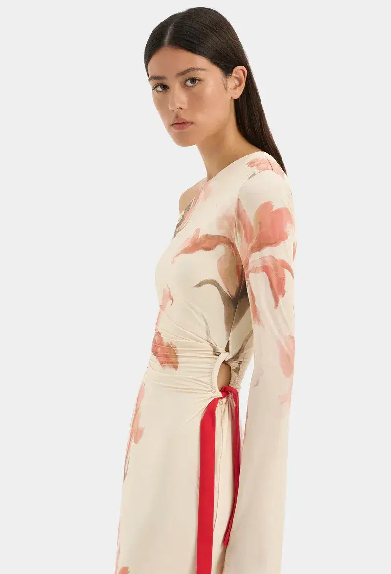 Sir The Label Hana Tie Maxi Dress Gladioli Print Size 3 / AU 12 - Image 3
