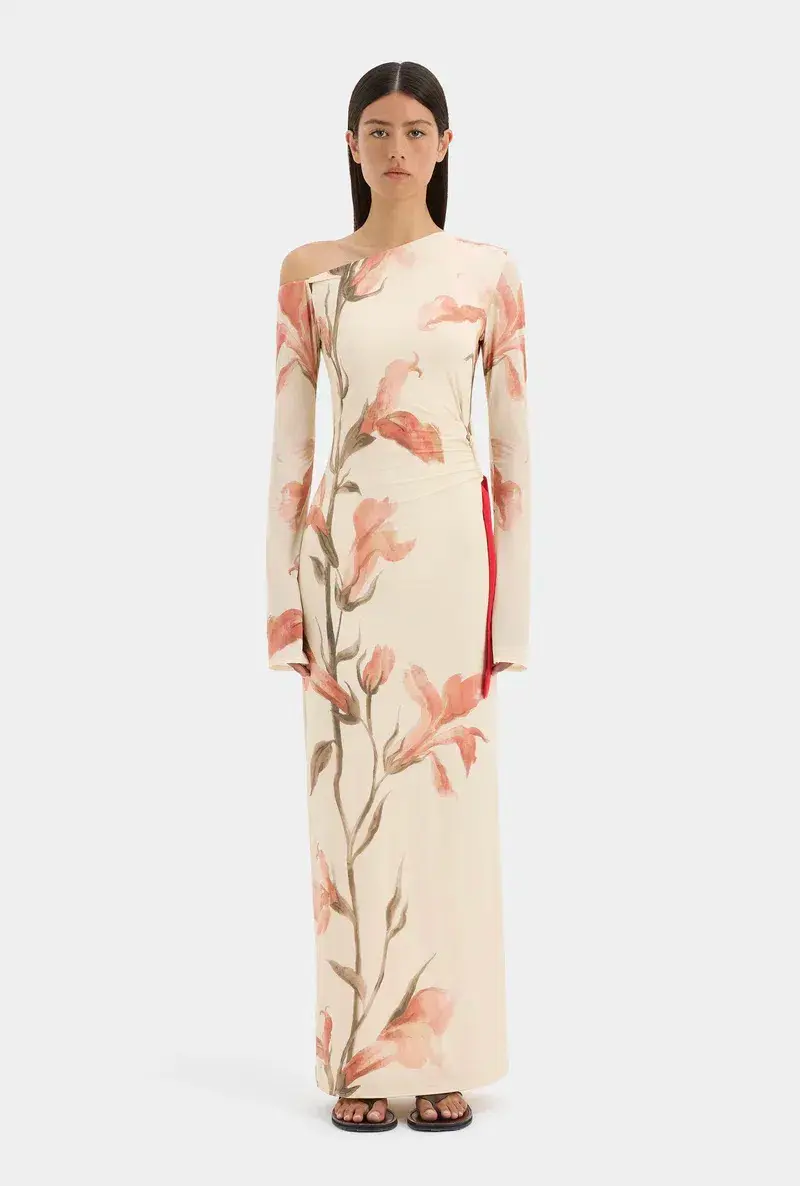 Sir The Label Hana Tie Maxi Dress Gladioli Print Size 3 / AU 12 - Image 1
