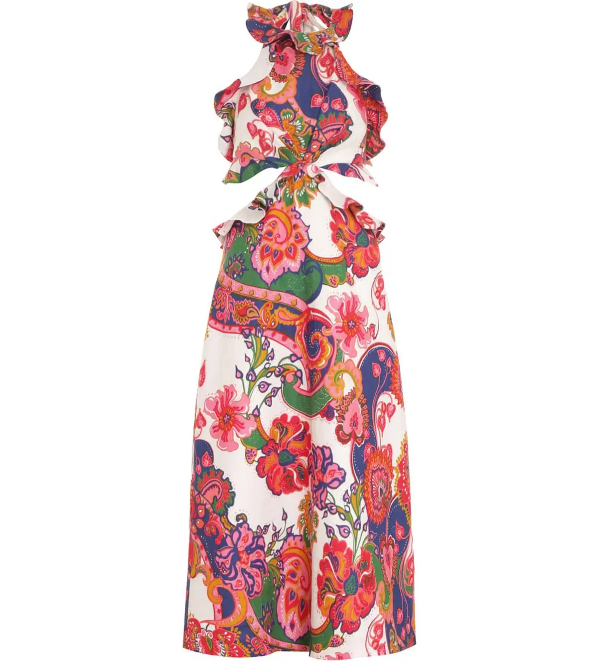 Zimmermann Lovestruck Tie Back Midi Dress Natural Paisley Floral Size 0/AU 8 - Image 4