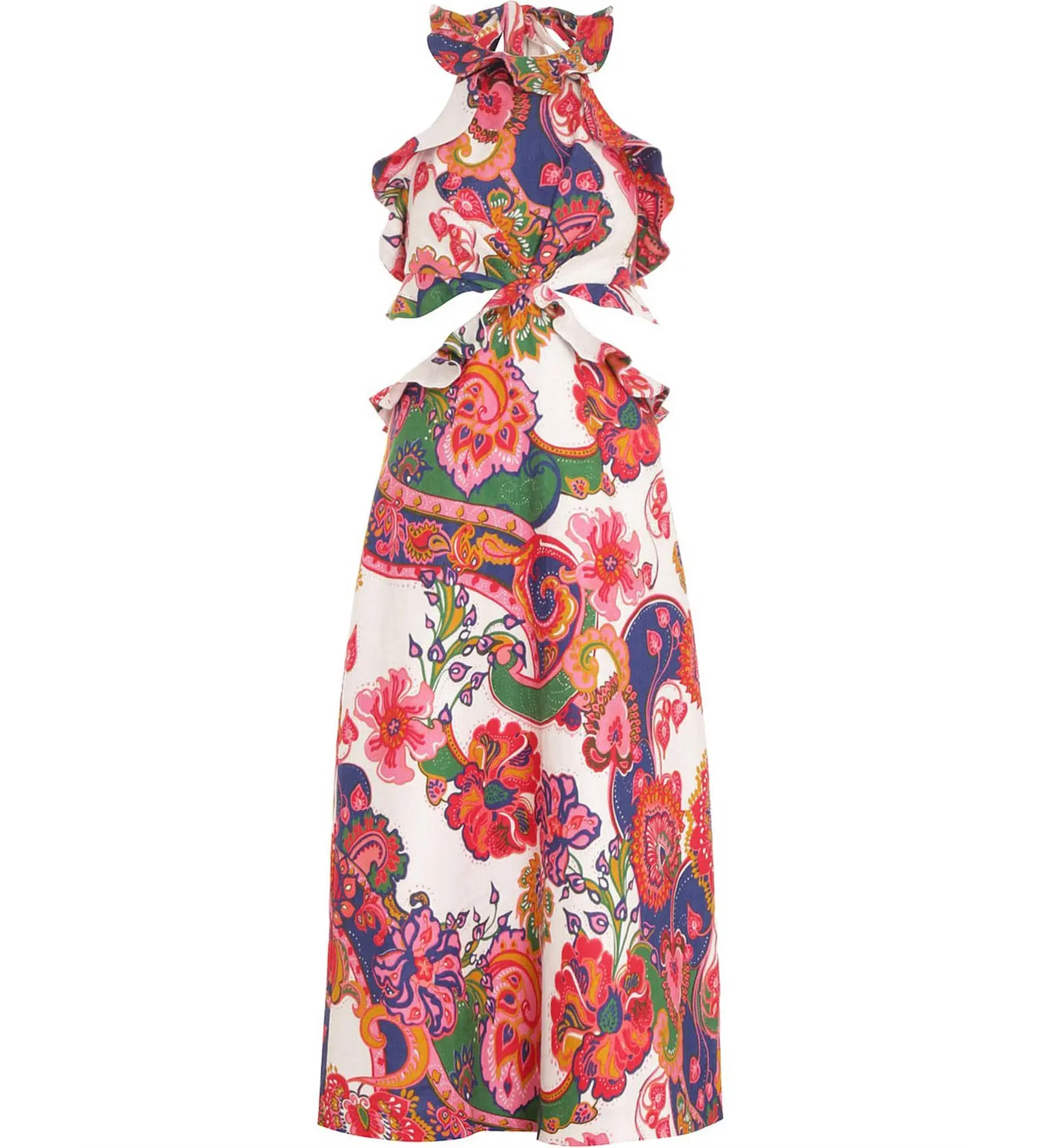 Zimmermann Lovestruck Tie Back Midi Dress Natural Paisley Floral Size 0/AU 8 - Image 4