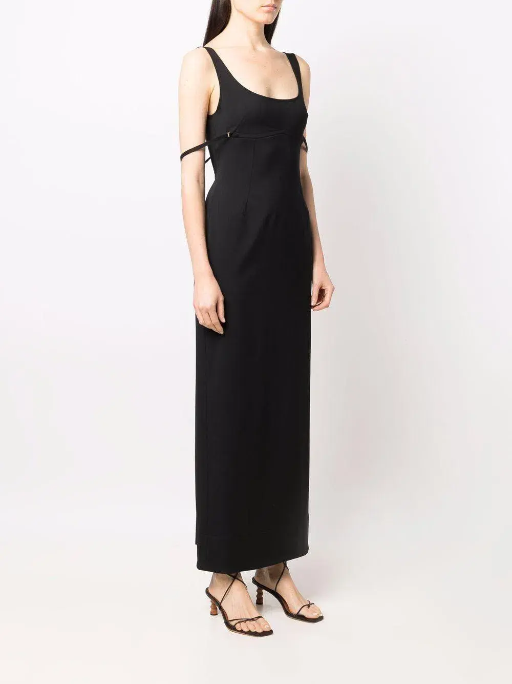 Jaquemus Le Valdu virgin wool blend maxi black dress size AU 8 for rent on The Volte - main image