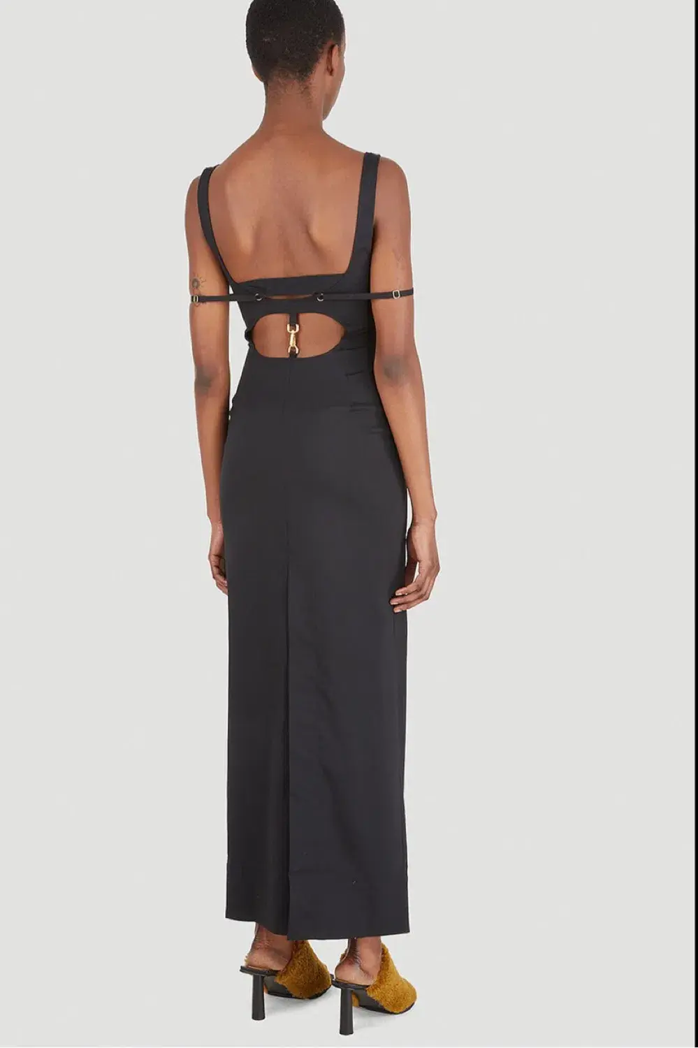 Jaquemus Le Valdu virgin wool blend maxi black dress size AU 8 - Image 3