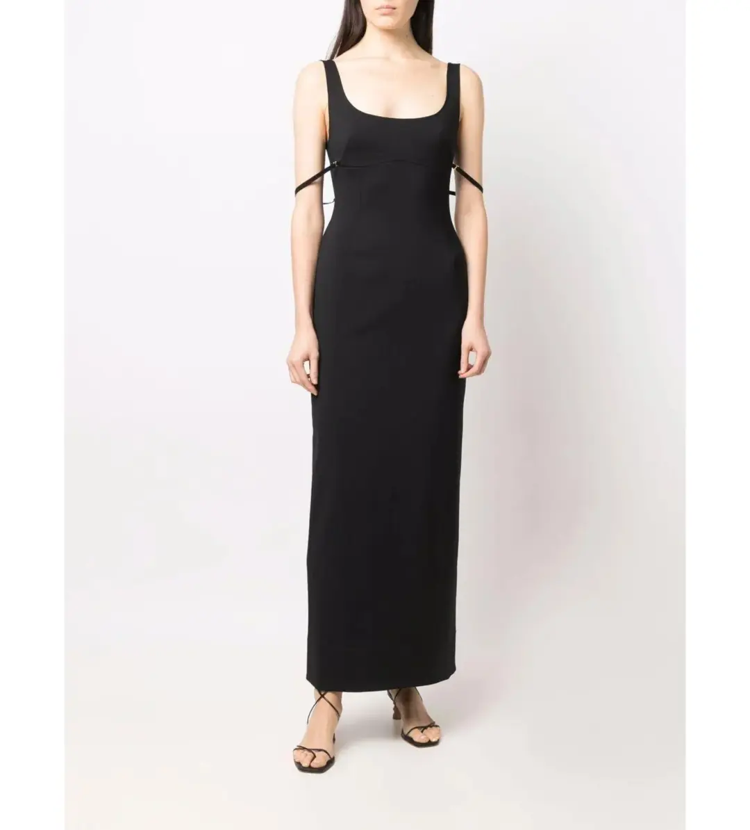 Jaquemus Le Valdu virgin wool blend maxi black dress size AU 8 for rent on The Volte - main image