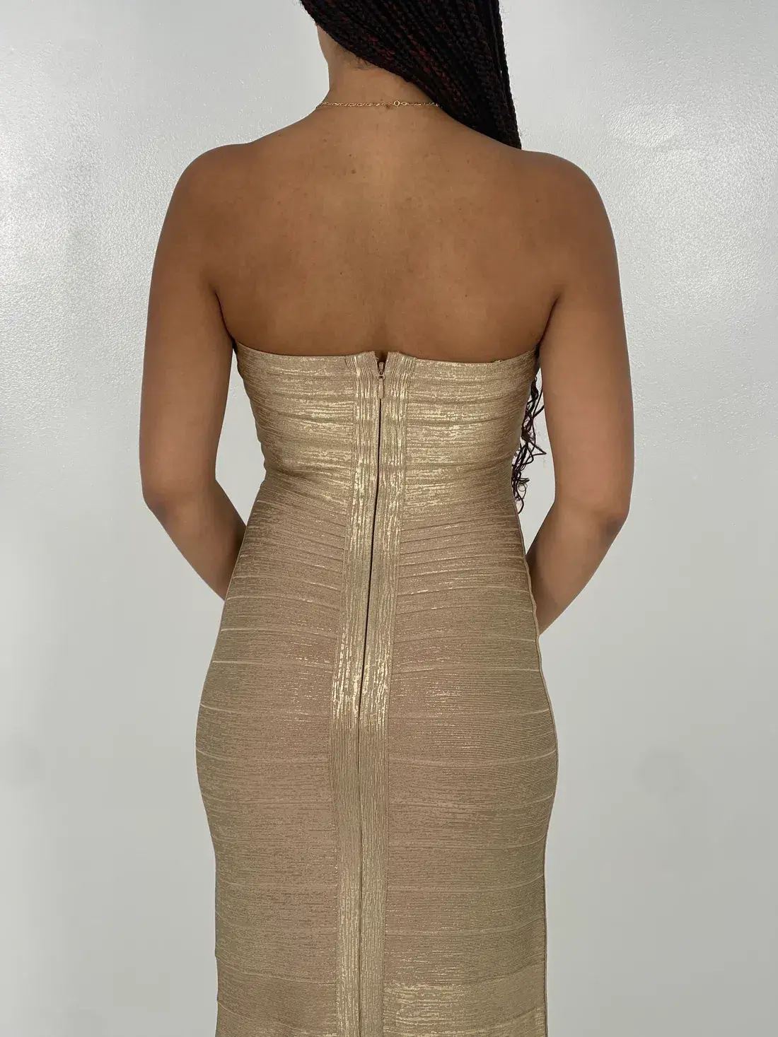 Hervé Léger Gold Sara Gown in Gold Size XS/AU6 - Image 4