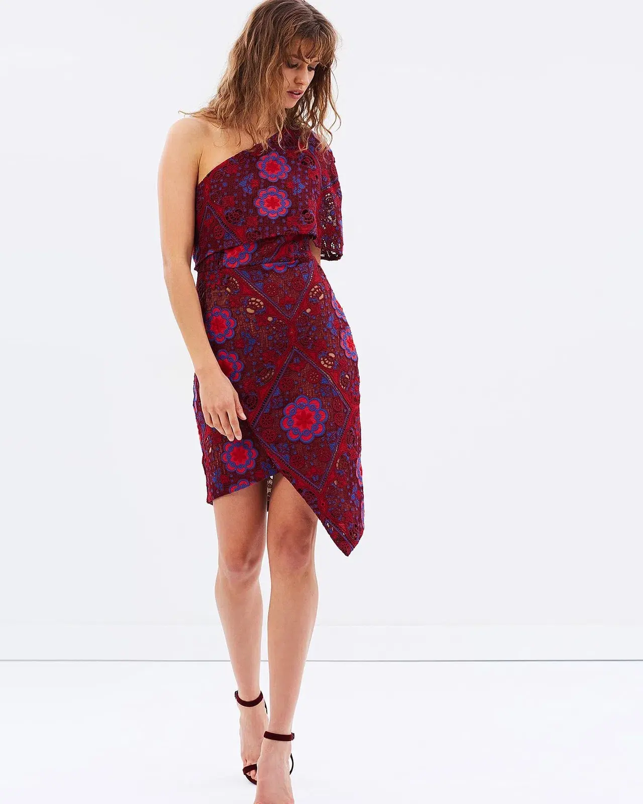 Elliatt Cosmic Mini Dress Burgundy Lace Size M / AU 10 - Image 1
