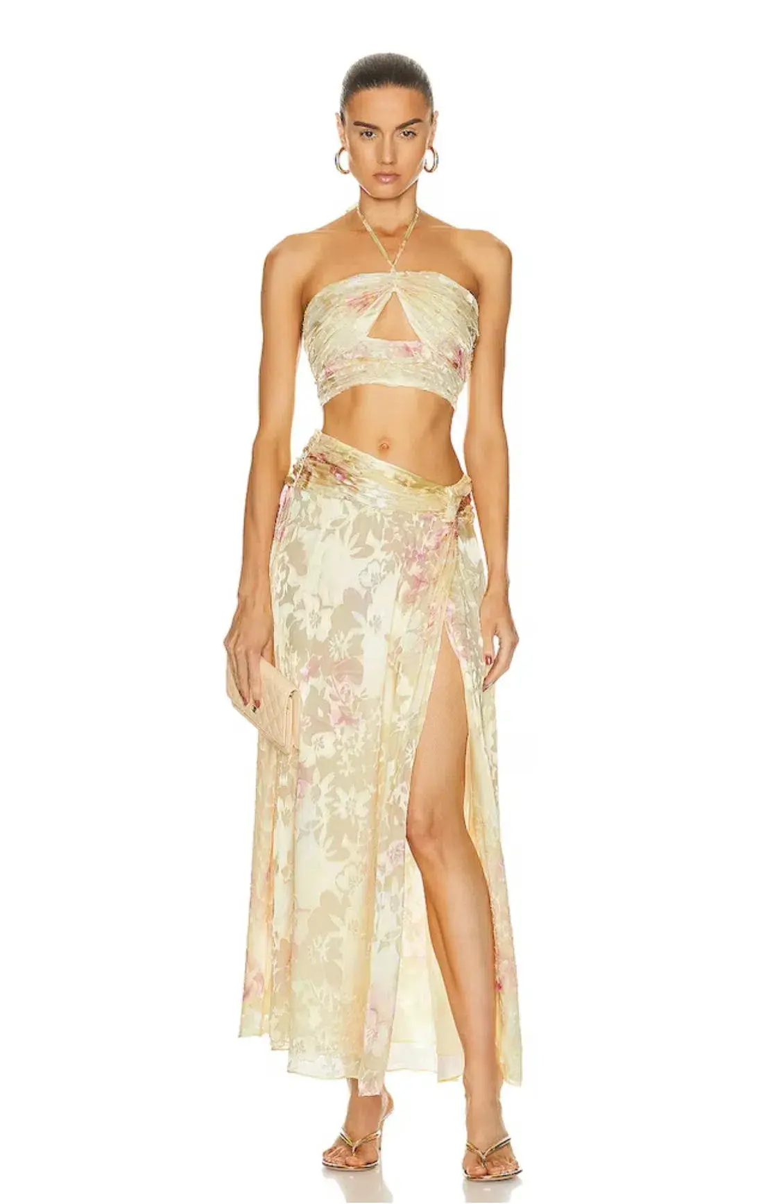 Loveshackfancy  Chance Maxi Set Yellow Floral Size 8 - Image 1