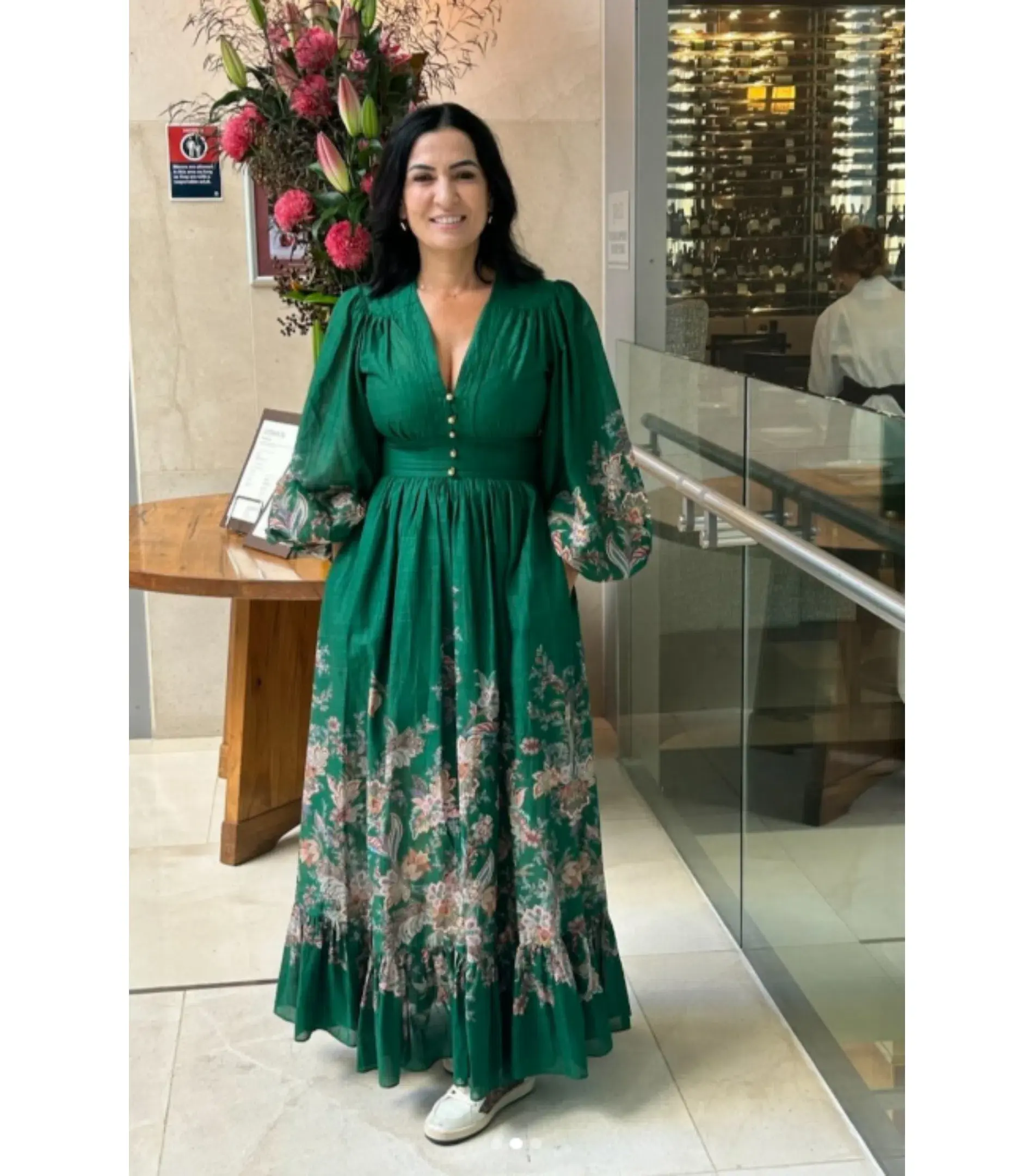 Zimmermann The Rhiannon Plunge Maxi Dress in Green Multi Paisley Size AU 12  - Image 1