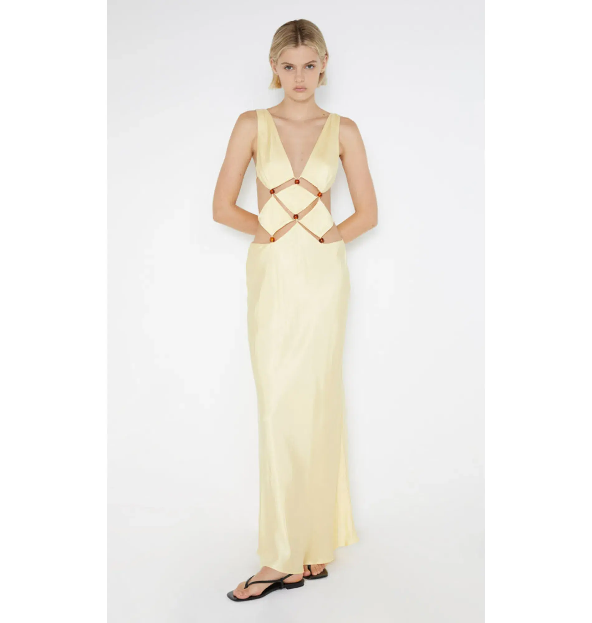 Bec & Bridge Agathe Diamond Dress Butter Yellow Size AU 8 - Image 1