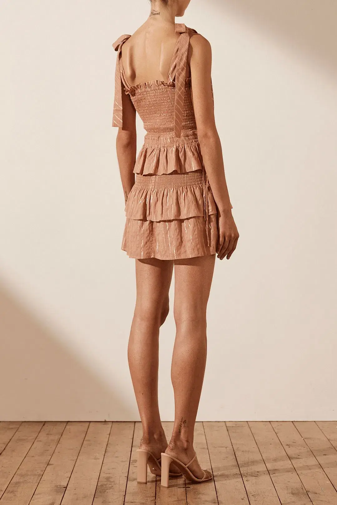 Shona Joy Corinne Shirred Mini Dress Desert Rose Size 8 - Image 2