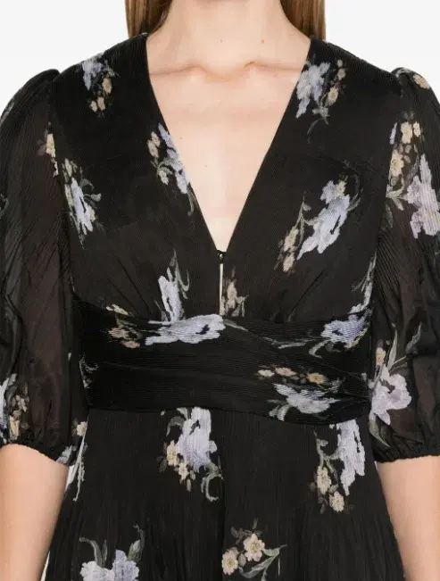 Zimmerman Pleated Midi Dress Floral in Black Size 6 - Image 3