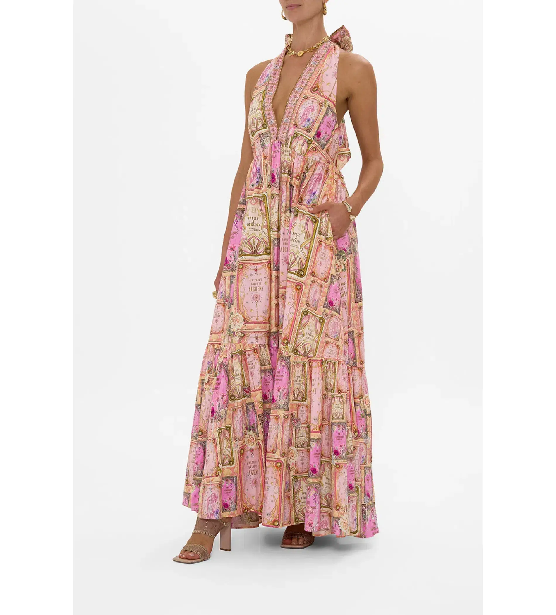 Camilla Ruffle Hem Halter Maxi Dress Totally Ozmopolitanalter Size 12 - Image 1