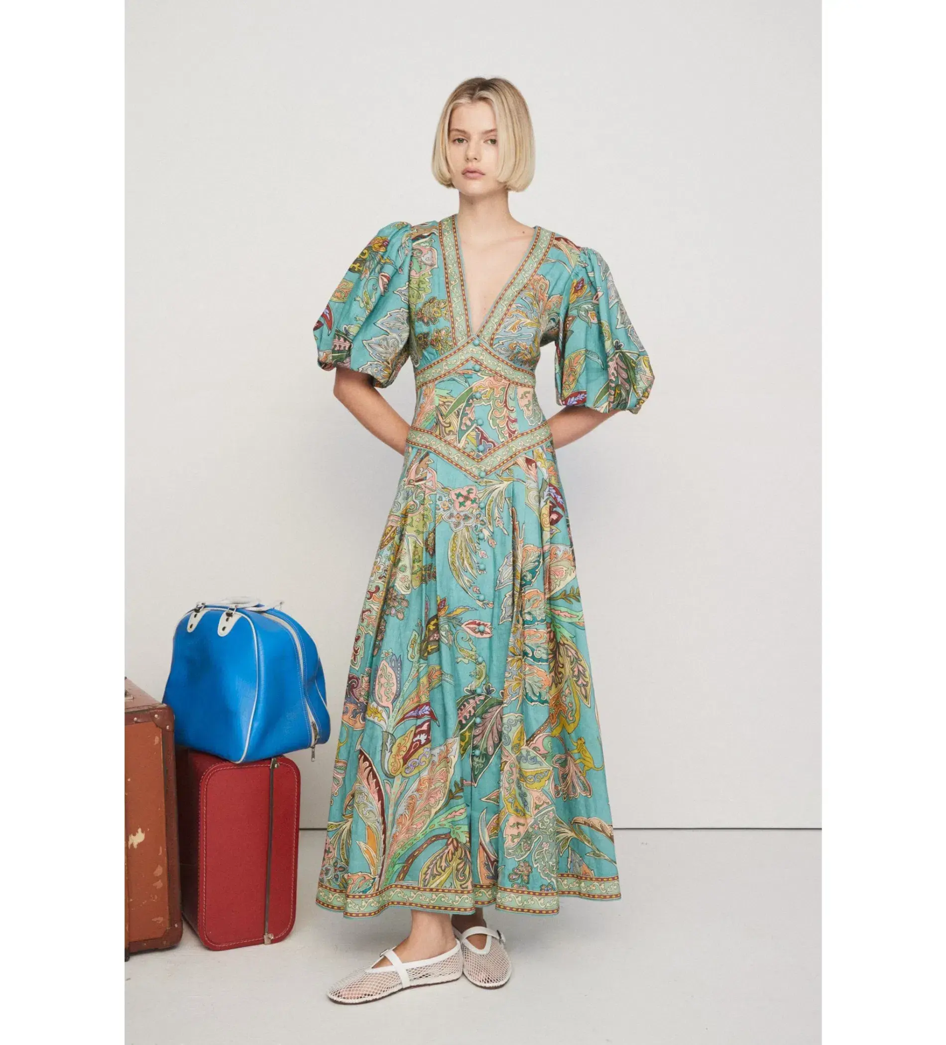Alemais Franca Midi Dress Green Size 12 - Image 1