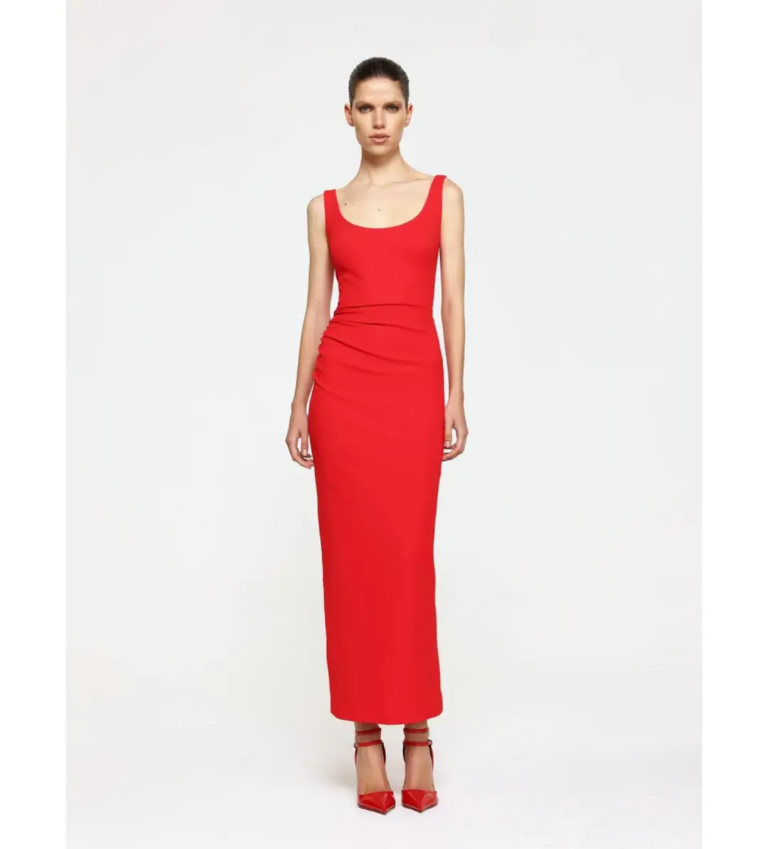 Effie Kats Gable Midi Dress Cherry Red Size 12 for rent on The Volte - main image
