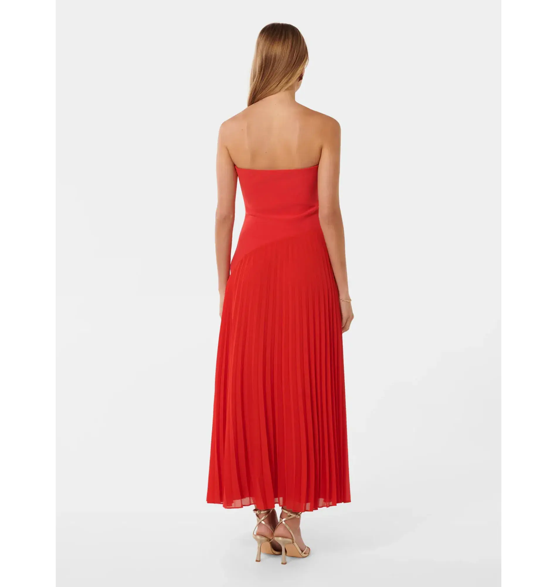 Forever New Capri Strapless Pleated Dress Red Size AU 6 - Image 4