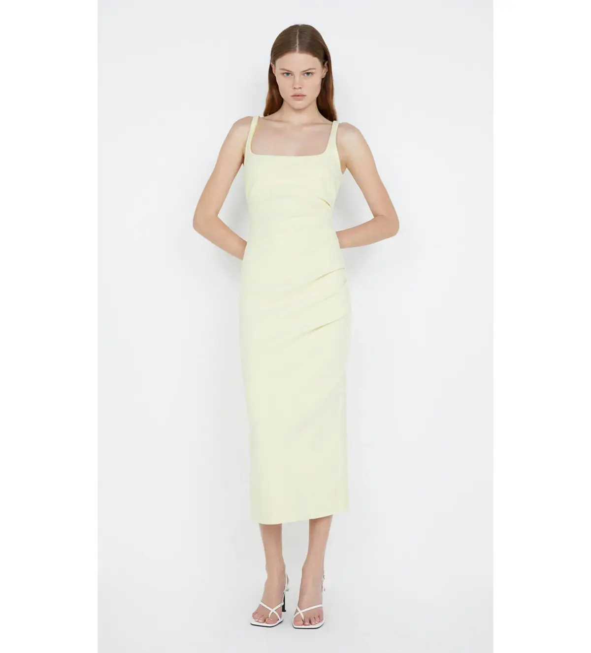 Bec & Bridge Karina Tuck Midi Dress Lemon Size 12 - Image 1