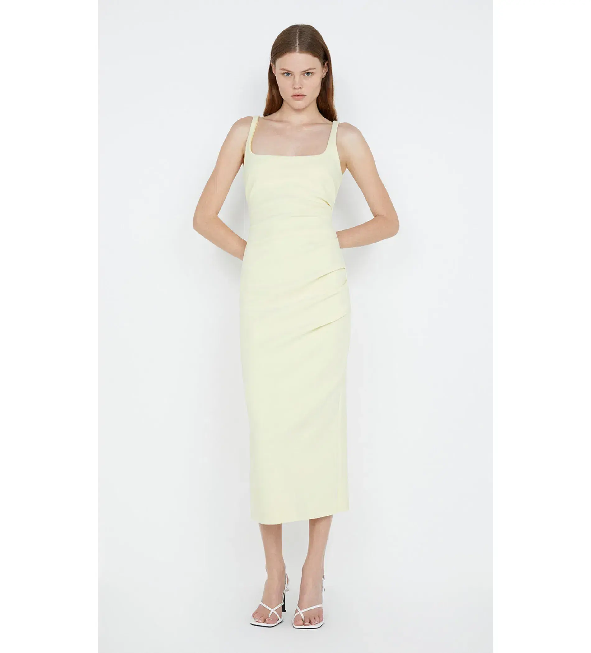 Bec & Bridge Karina Tuck Midi Dress Lemon Size 12 - Image 1