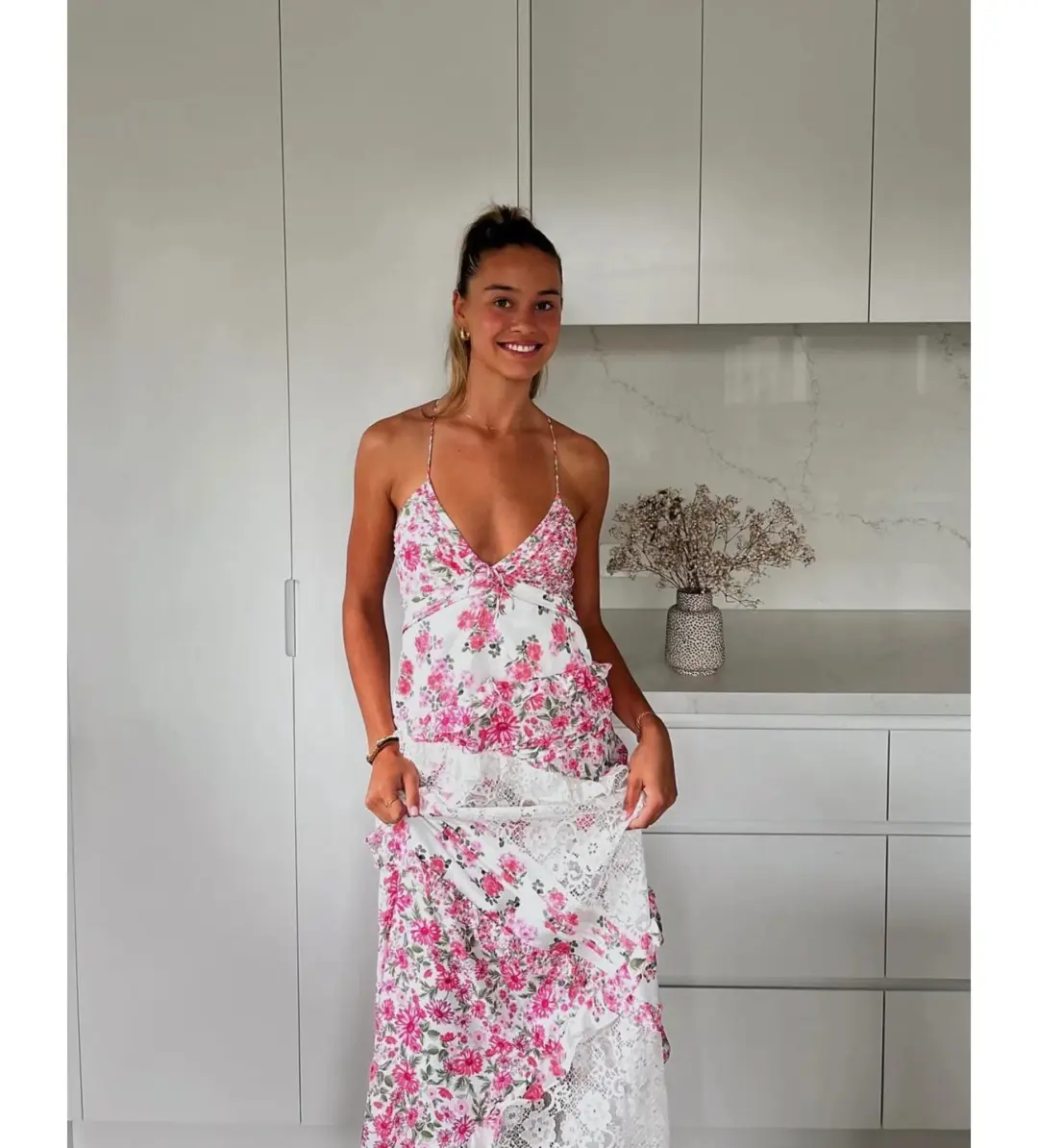 For Love & Lemons Pink Rosalyn Maxi Size XXS / AU 4 for rent on The Volte - main image