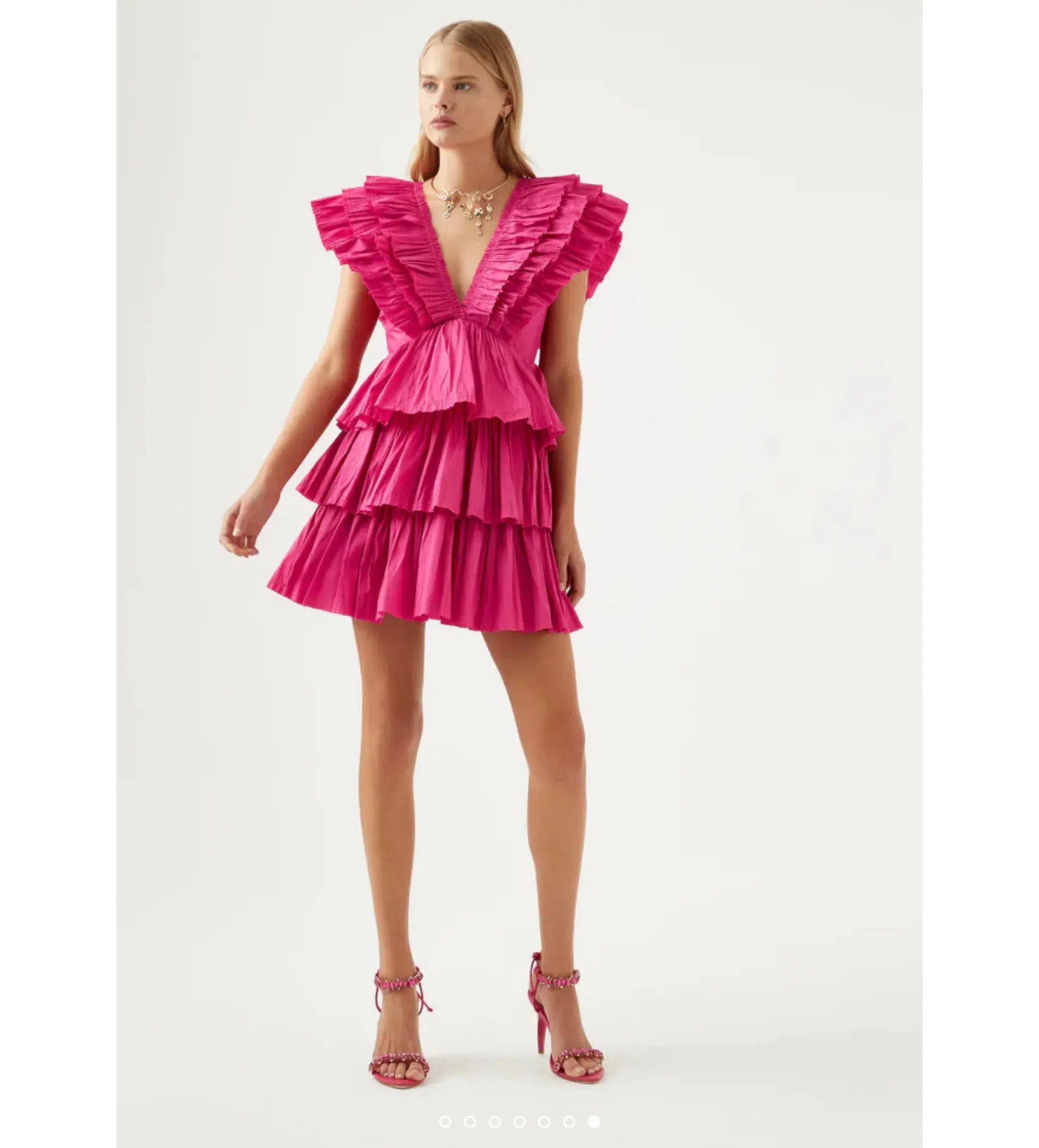 AJE Rhythmic Frilled Mini Dress in Fuchsia Hot Pink Size 6 - Image 1
