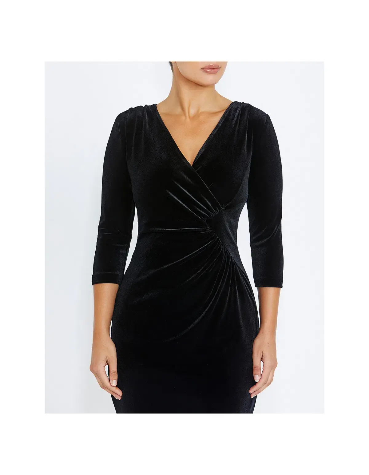 Anthea Crawford Capitol Velour Knee-Length Dress Black Size AU 14 - Image 4