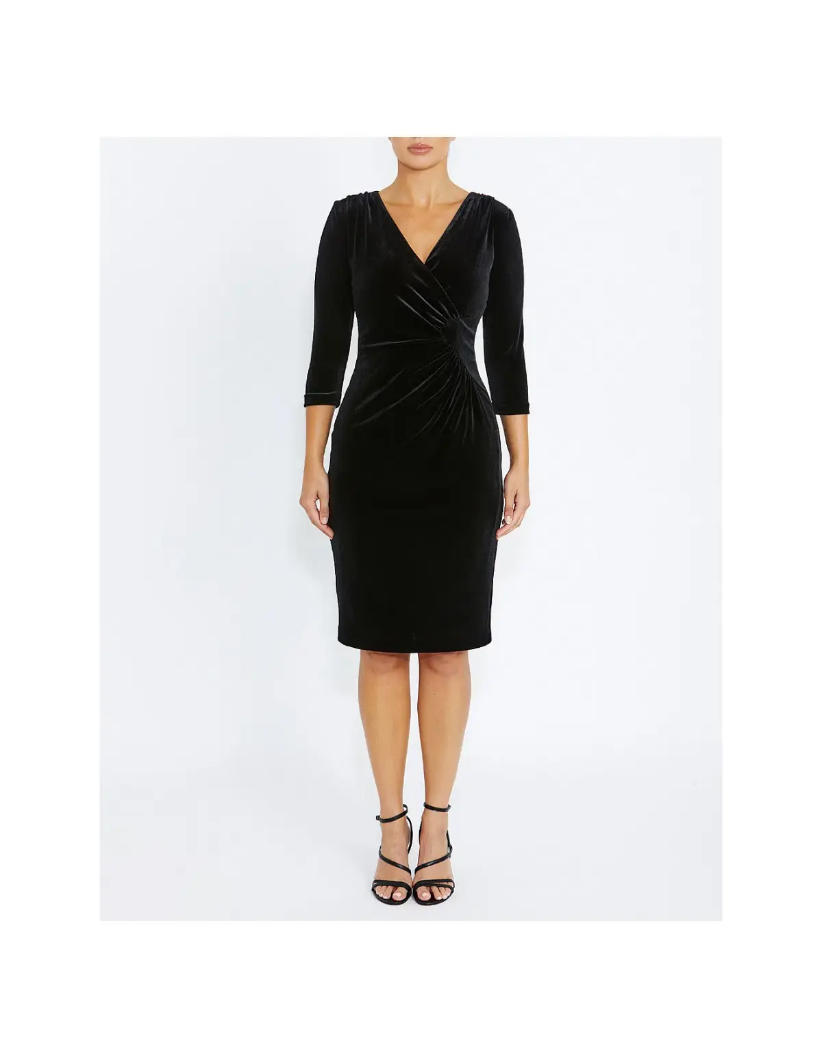 Anthea Crawford Capitol Velour Knee-Length Dress Black Size AU 14 - Image 1