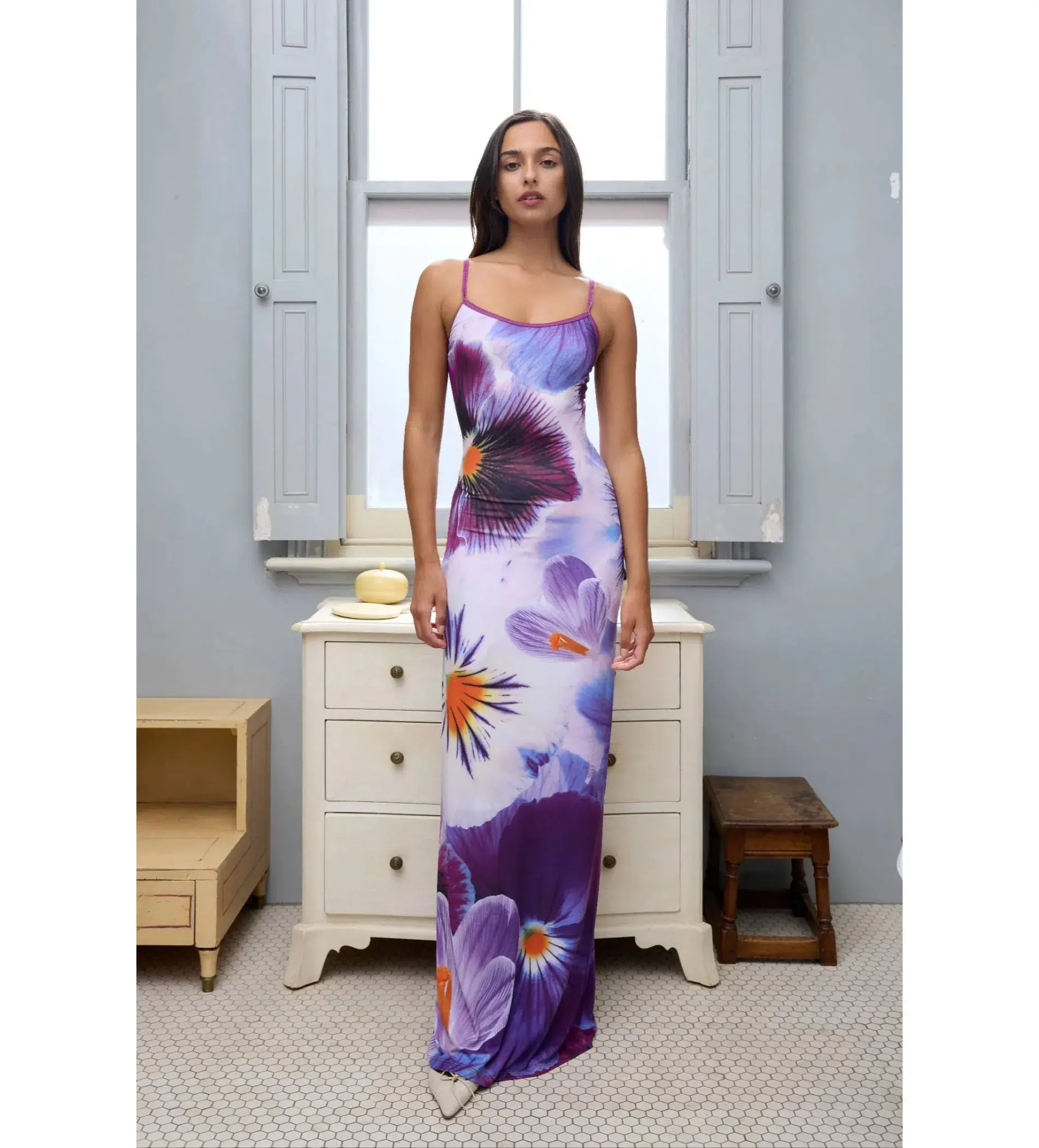 With Harper Lu Slip Maxi Dress Indigo Blossom Size S/AU 8 - Image 1