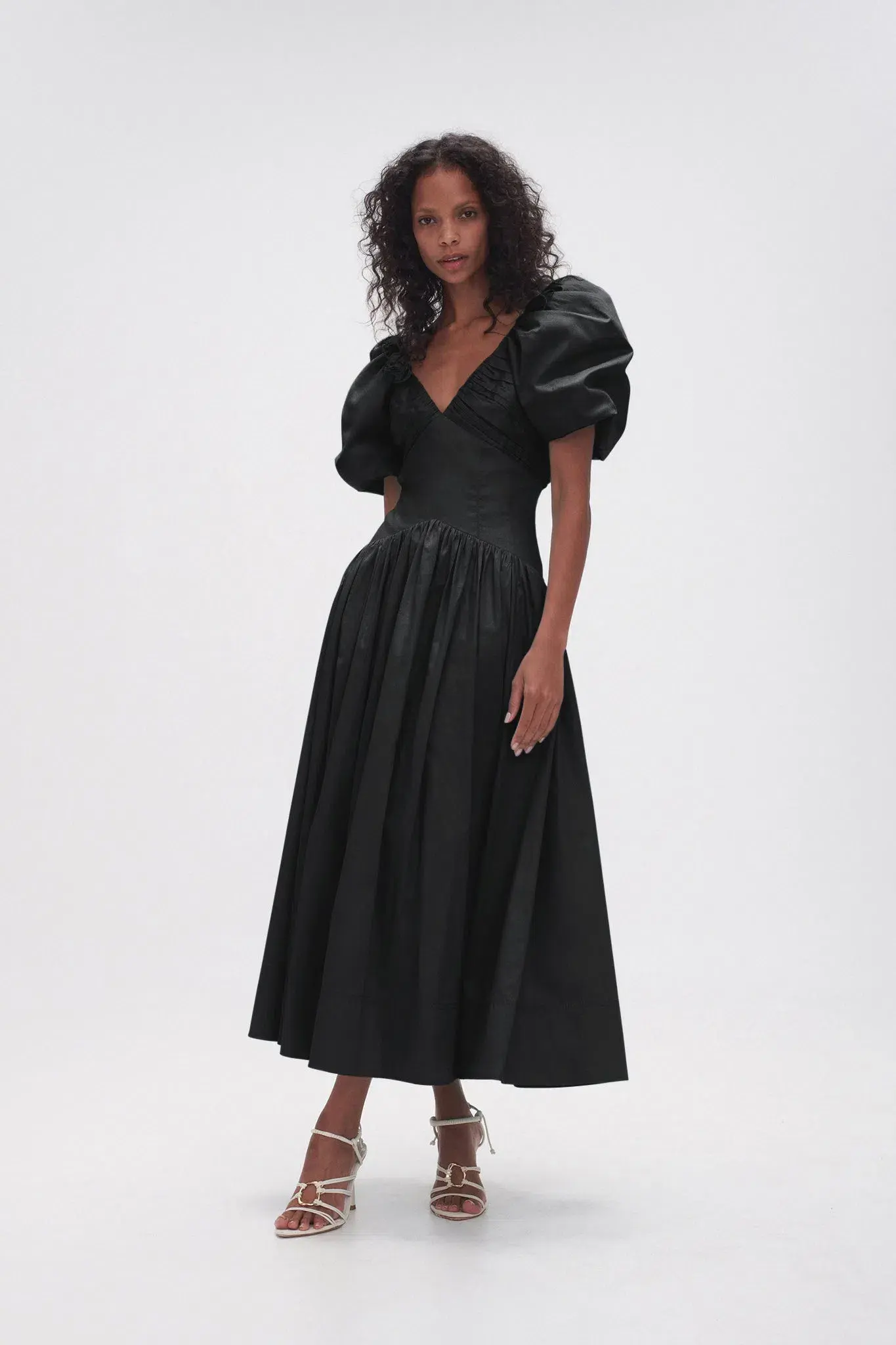 Aje Gabrielle Plunge Midi Dress  Black Size 12  - Image 1