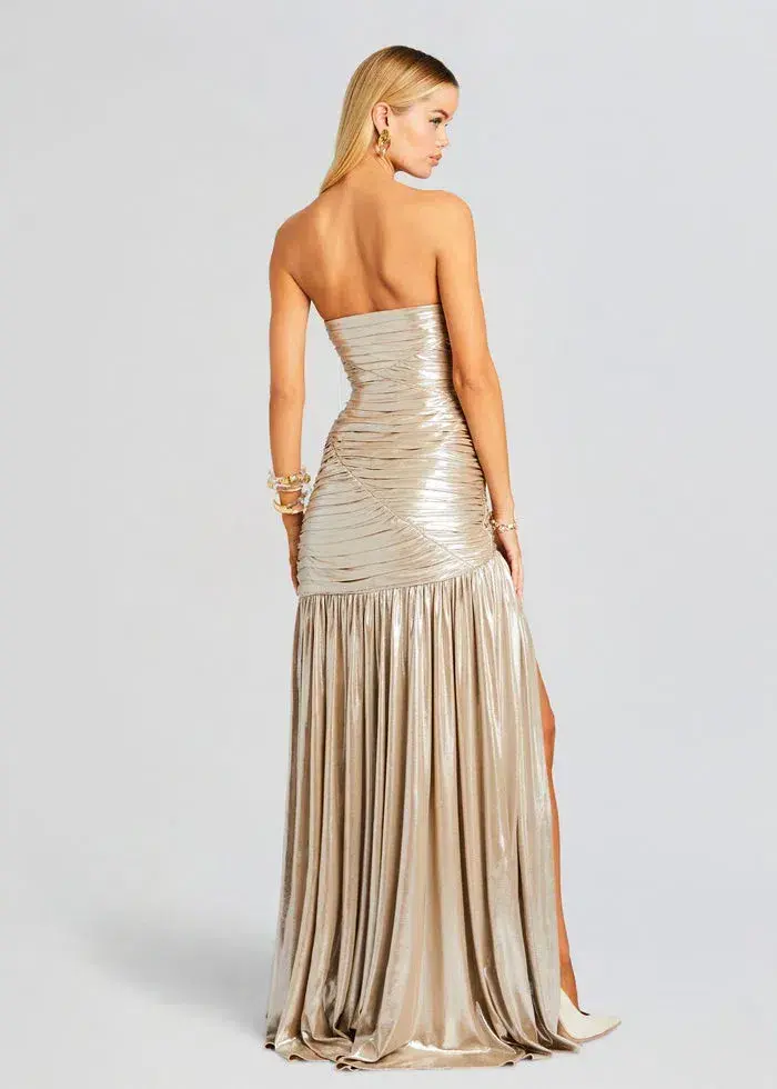 Retrofête Josie  Maxi Dress Gold Size S  (Shortened ) / Size AU 8 - Image 4