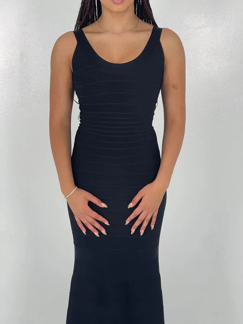 Hervé Léger Ellen Bandage Gown in Black Size XS/UK4 - Image 2