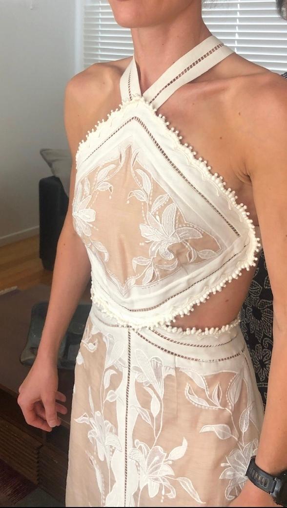 Zimmermann Corsage Lily Midi Halter Dress Cream/Nude Size 0 - Image 5