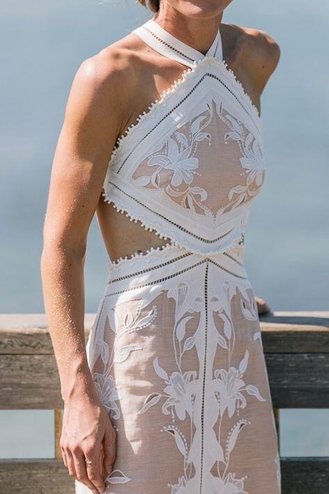 Zimmermann Corsage Lily Midi Halter Dress Cream/Nude Size 0 - Image 7