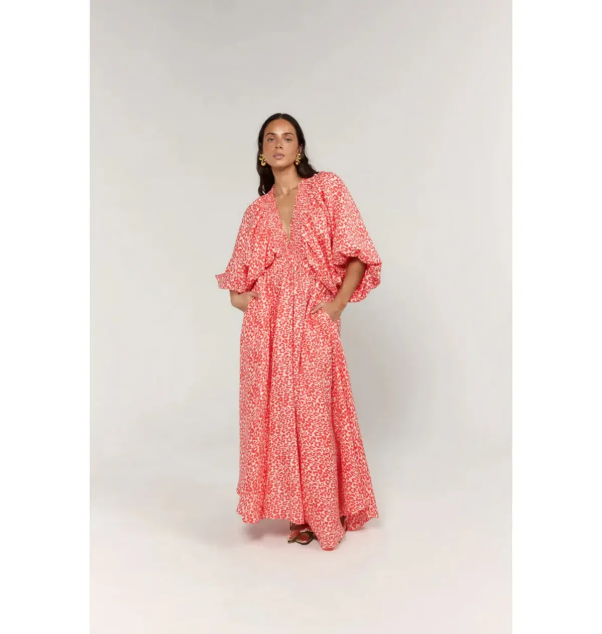 La Boheme Girls Essie V neck Maxi Dress Carol Oat Leopard Size 14-16 - Image 1