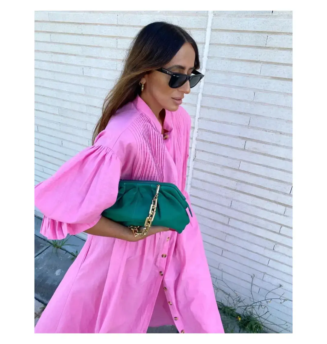 La Boheme Girls Maxi Poppy Dress in Bubblegum Pink One Size for rent on The Volte - main image