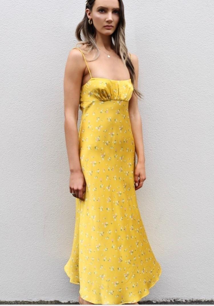 Bec & Bridge Only In Paris Slip Dress Yellow Size 10 - Image 4