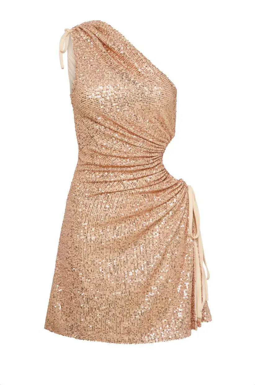 Sonya Moda Nour Mini Dress Gold Sequins Size XS/ AU 6 - Image 5