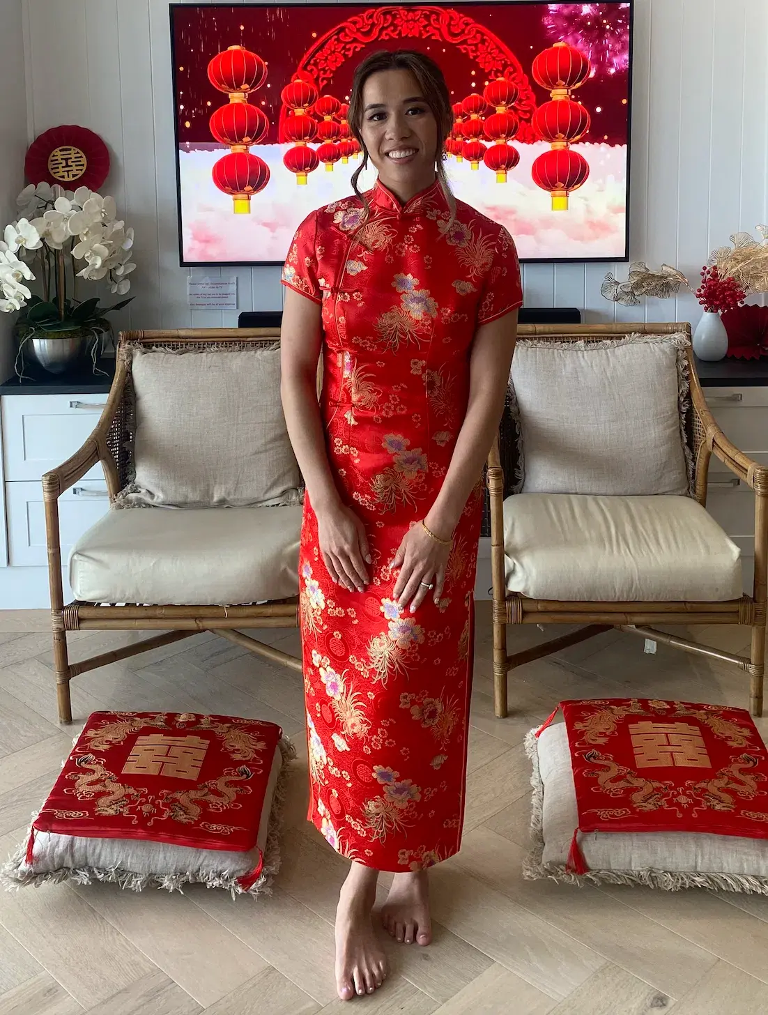 Elusana Red Qipao Cheongsam Size 6/XS - Image 1