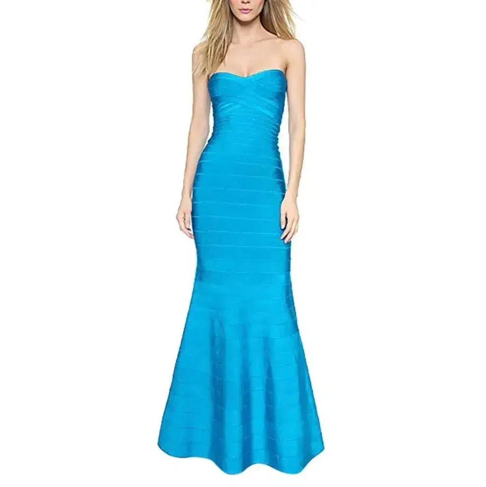 Herve Leger Blue Sara Gown Blue Size M/AU 8-10 - Image 1