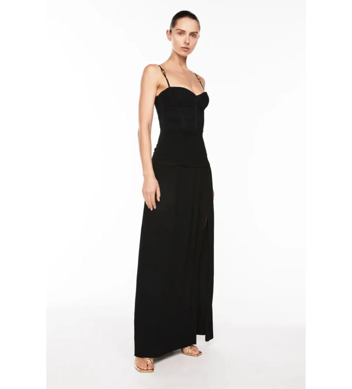 Manning Cartell Double Time Pleat Maxi Dress Black Size AU 6 - Image 2