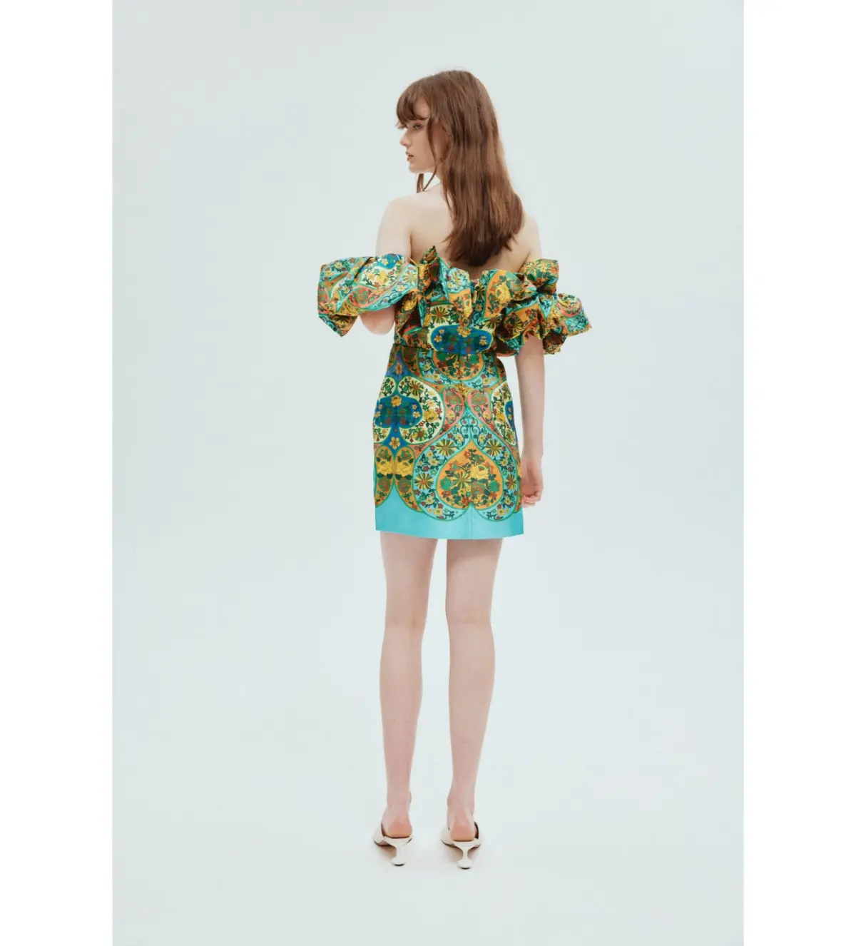 Alemais Sofie Off the Shoulder Mini Dress Print Size 10 - Image 2